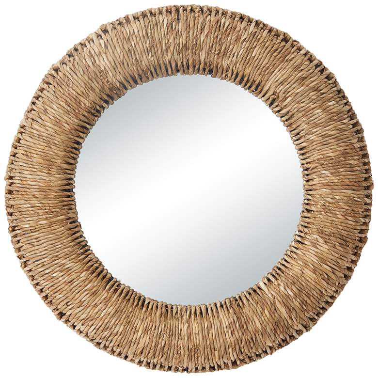Image 2 Gasso Brown Dried Plant Coiled Weaved 37 inch Round Wall Mirror