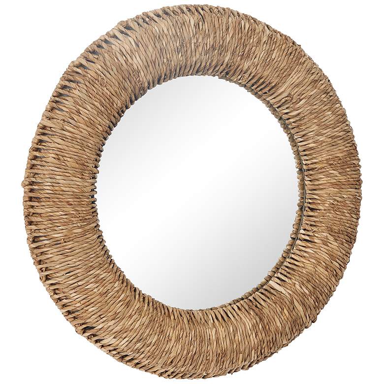 Image 4 Gasso Brown Dried Plant Coiled Weaved 37 inch Round Wall Mirror more views