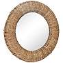 Gasso Brown Dried Plant Coiled Weaved 37" Round Wall Mirror