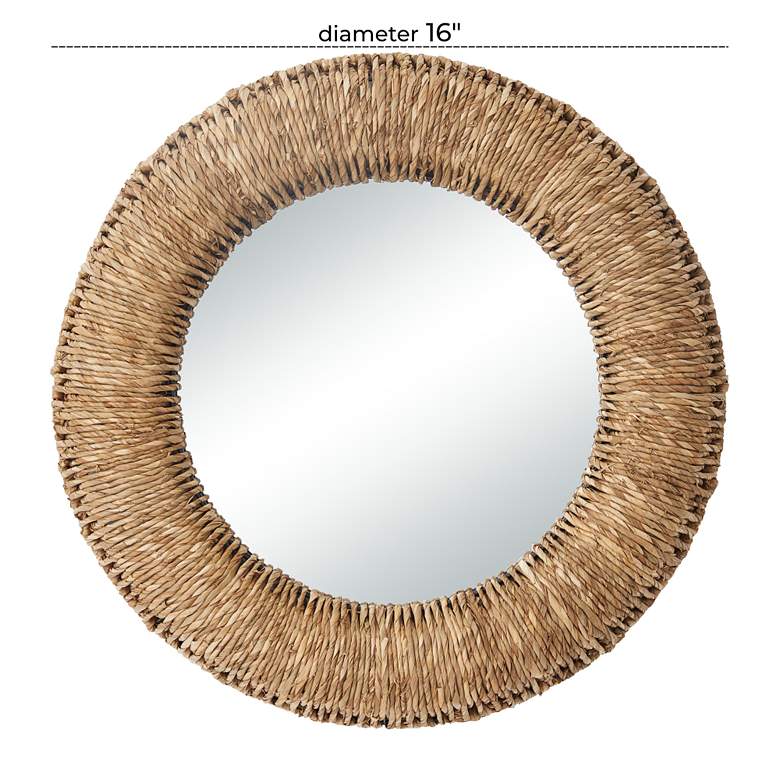 Image 6 Gasso Brown Dried Plant Coiled Weaved 37 inch Round Wall Mirror more views