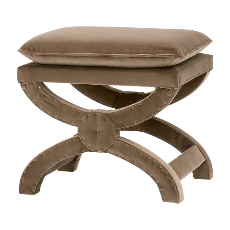 Image 2 Gaston Caramel Velvet Rectangular Ottoman more views