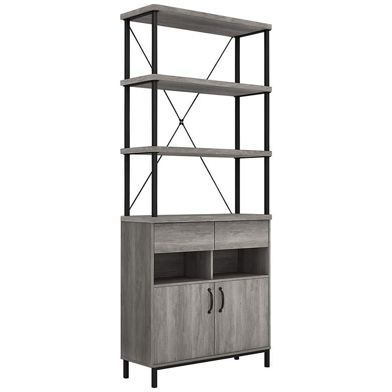 Image 2 Gastoni 31 1/2"W Vintage Gray Oak 2-Drawer Accent Bookcase