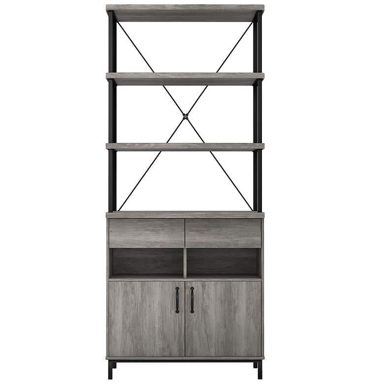 Image 5 Gastoni 31 1/2"W Vintage Gray Oak 2-Drawer Accent Bookcase more views