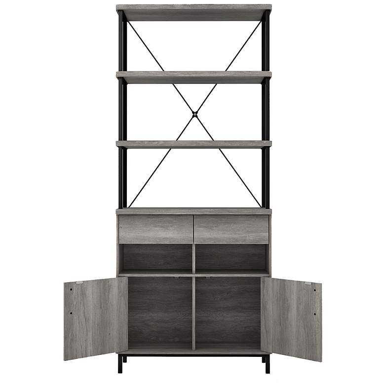 Image 6 Gastoni 31 1/2"W Vintage Gray Oak 2-Drawer Accent Bookcase more views