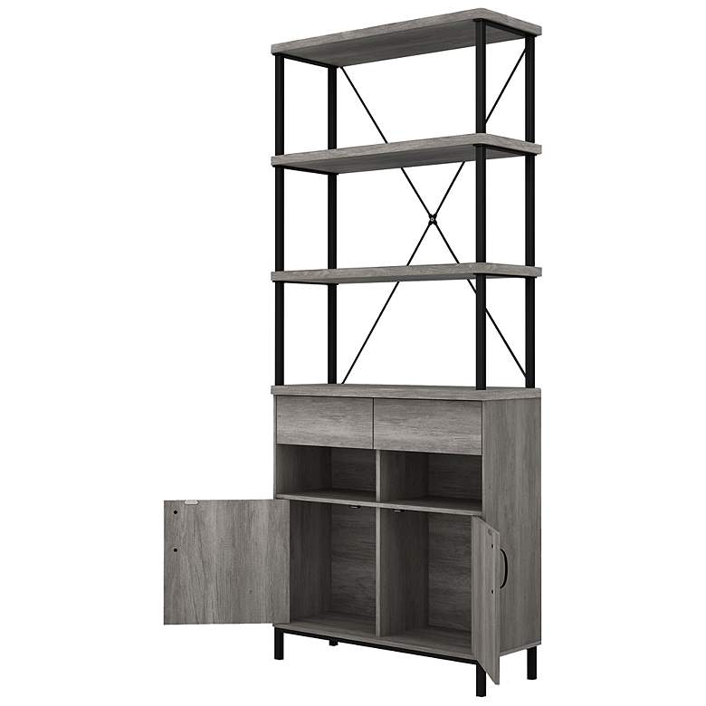 Image 7 Gastoni 31 1/2"W Vintage Gray Oak 2-Drawer Accent Bookcase more views