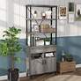 Gastoni 31 1/2"W Vintage Gray Oak 2-Drawer Accent Bookcase