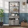 Gastoni 31 1/2"W Vintage Gray Oak 2-Drawer Accent Bookcase