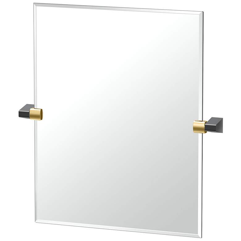 Image 1 Gatco A-Line 24"H Frameless Rectangle Mirror, Brass/Matte Black