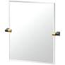 Gatco A-Line 24"H Frameless Rectangle Mirror, Brass/Matte Black