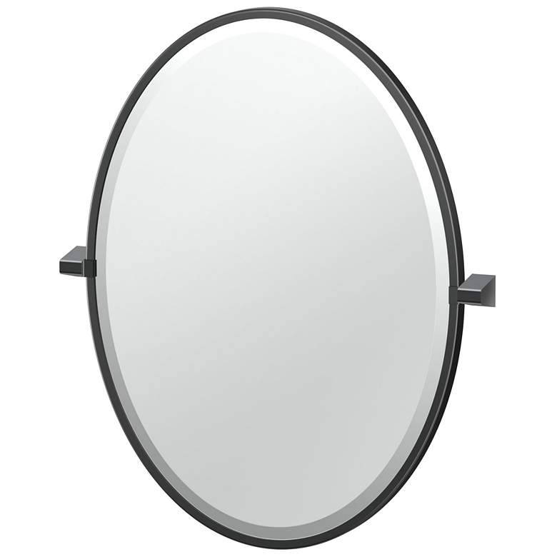 Image 1 Gatco A-Line 26.5"H Framed Oval Mirror, Matte Black