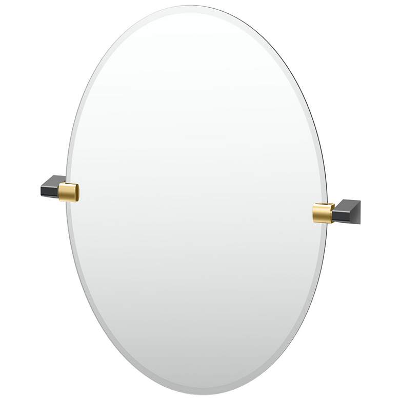 Image 1 Gatco A-Line 26.5"H Frameless Oval Mirror, Brass/Matte Black
