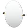 Gatco A-Line 26.5"H Frameless Oval Mirror, Brass/Matte Black