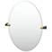 Gatco A-Line 26.5"H Frameless Oval Mirror, Brass/Matte Black