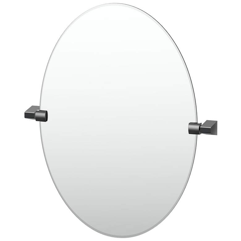 Image 1 Gatco A-Line 26.5"H Frameless Oval Mirror, Matte Black