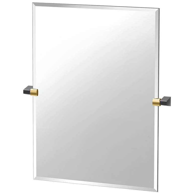 Image 1 Gatco A-Line 31.5"H Frameless Rectangle Mirror, Brass/Matte Black