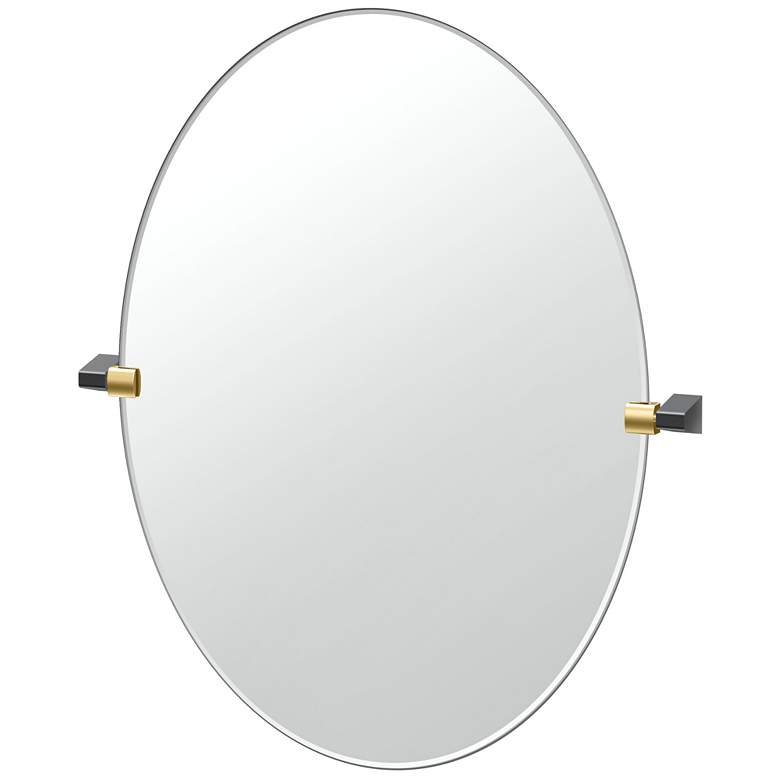 Image 1 Gatco A-Line 32"H Frameless Oval Mirror, Brass/Matte Black