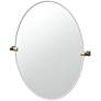 Gatco A-Line 32"H Frameless Oval Mirror, Brass/Matte Black