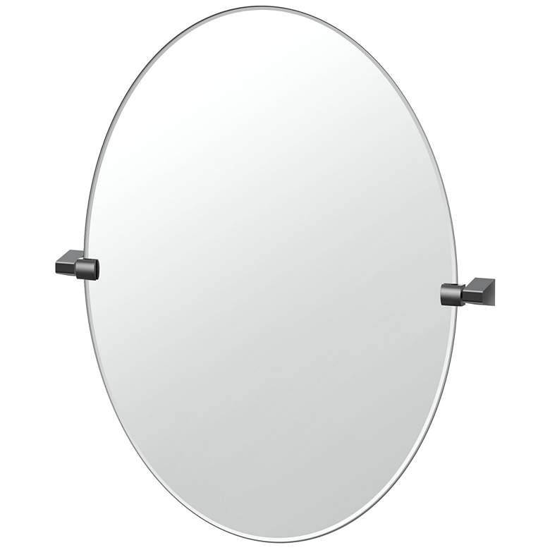 Image 1 Gatco A-Line 32"H Frameless Oval Mirror, Matte Black