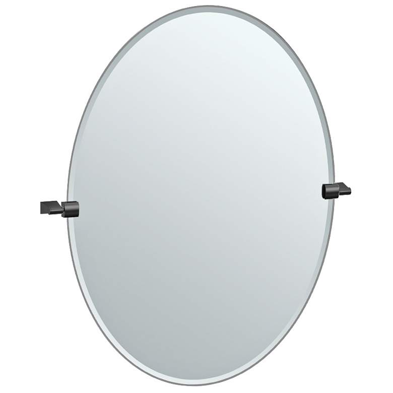 Image 1 Gatco Bleu Matte Black 28 1/4" x 32" Oval Wall Mirror