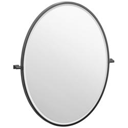 Gatco Bleu Matte Black 28&quot; x 33&quot; Framed Oval Wall Mirror