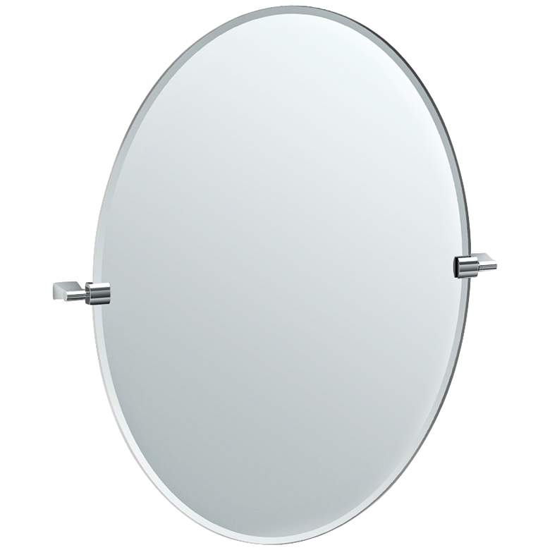Image 1 Gatco Bleu Satin Nickel 28 1/4 inch x 32 inch Oval Wall Mirror