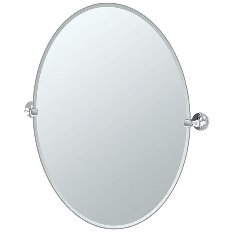 Image 1 Gatco Cafe Chrome 28 3/4" x 32" Frameless Oval Wall Mirror