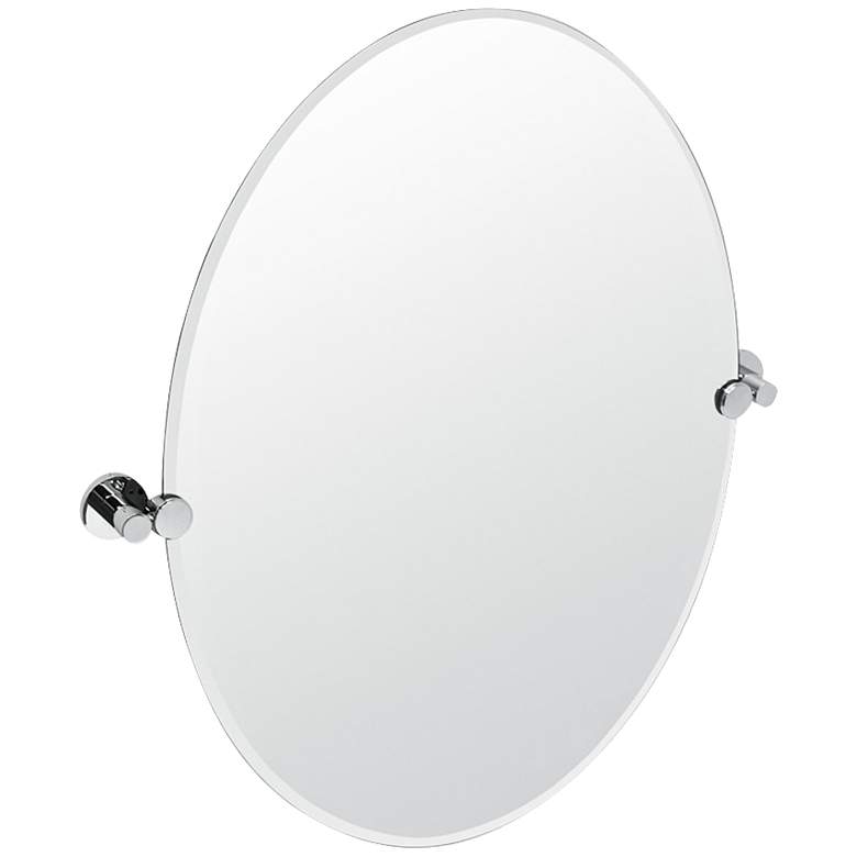 Image 1 Gatco Channel Chrome 24 inch x 26 1/2 inch Oval Wall Mirror