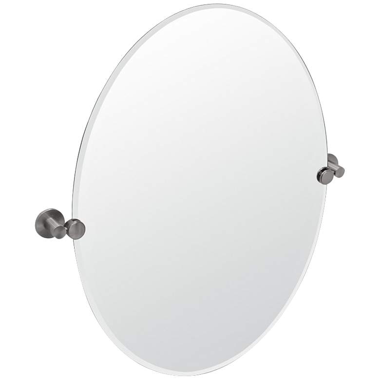 Image 1 Gatco Channel Satin Nickel 24 inch x 26 1/2 inch Oval Wall Mirror
