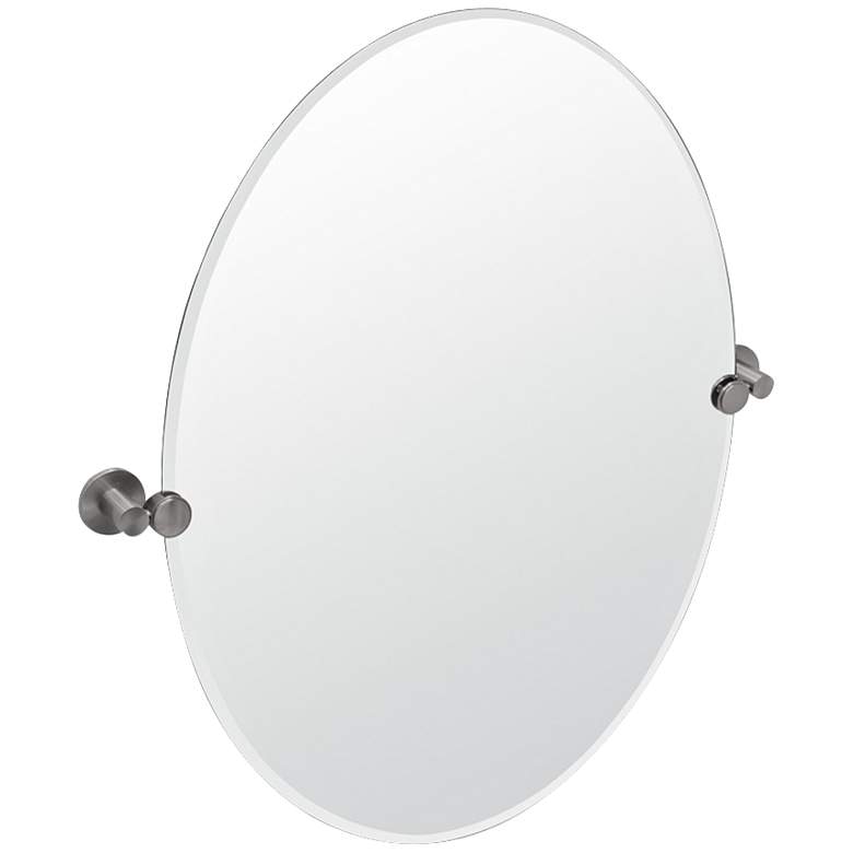 Image 1 Gatco Channel Satin Nickel 24" x 26 1/2" Oval Wall Mirror