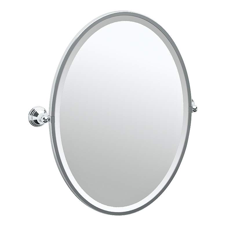 Image 1 Gatco Charlotte Chrome 24 1/2 inch x 27 1/2 inch Oval Wall Mirror