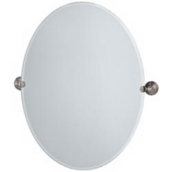 Gatco Charlotte Satin Nickel 27 1/2" x 32" Oval Wall Mirror