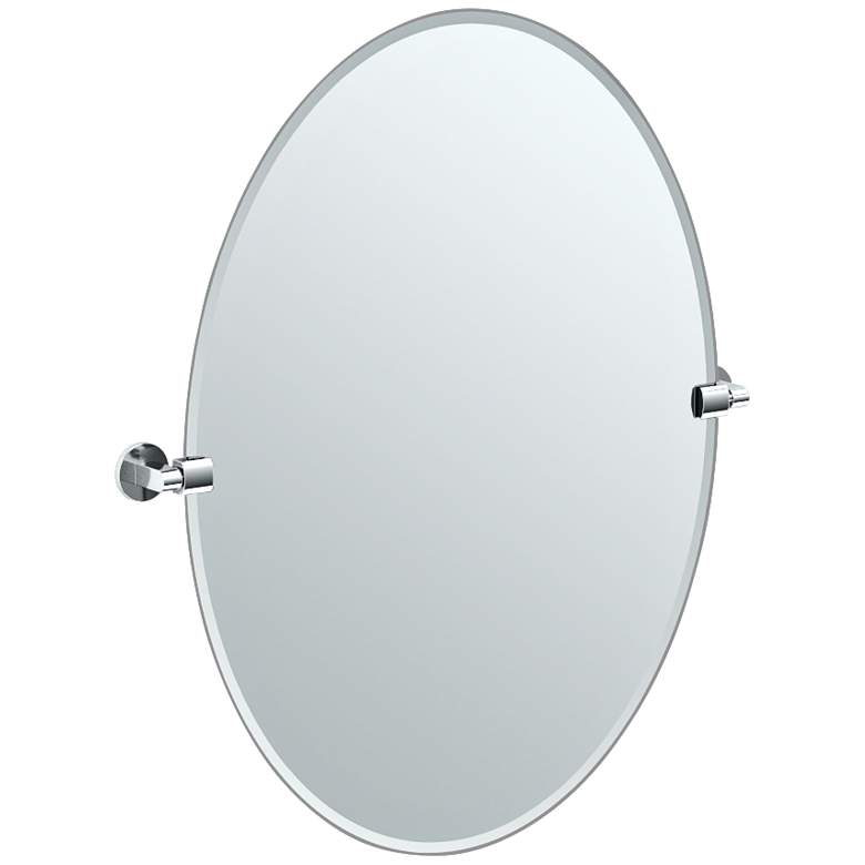 Image 1 Gatco Chrome Zone 28 1/2" x 32" Oval Wall Mirror