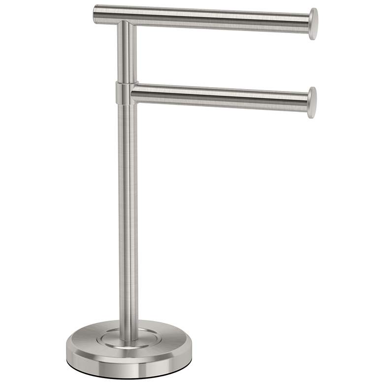 Image 1 Gatco Countertop 2-Arm Pivot Finger Towel Holder Stand, Satin Nickel