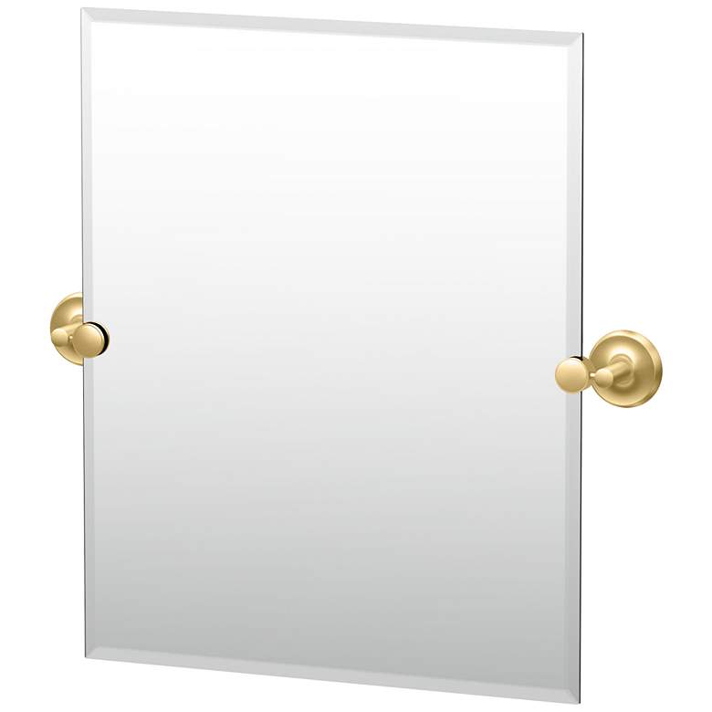 Image 1 Gatco Designer II 24"H Frameless Rectangle Mirror, Brushed Brass
