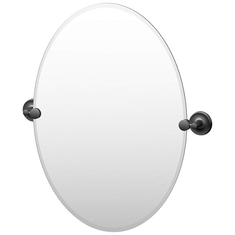 Image 1 Gatco Designer II 26.5"H Frameless Oval Mirror, Matte Black