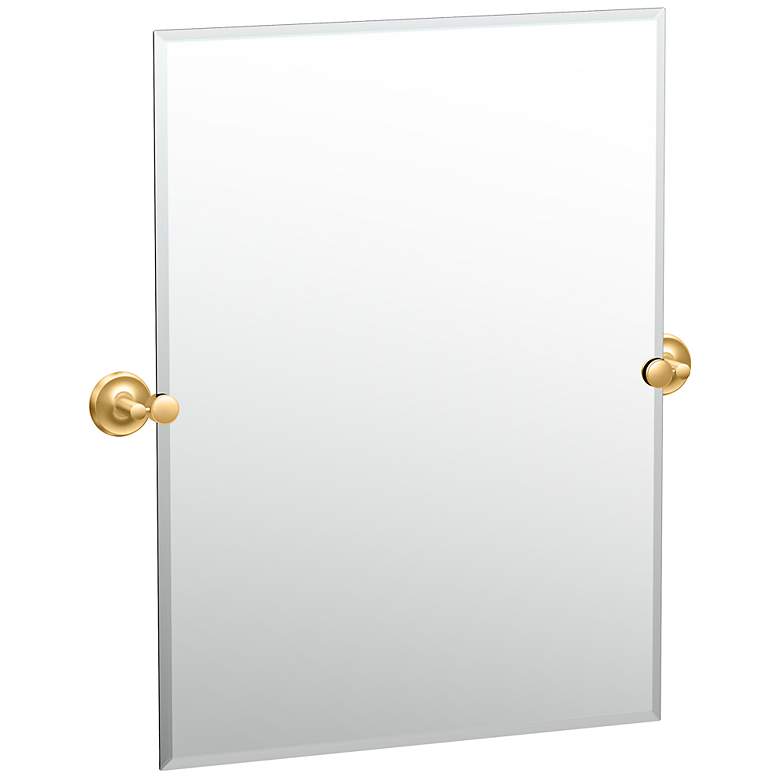 Image 1 Gatco Designer II 31.5"H Frameless Rectangle Mirror, Brushed Brass