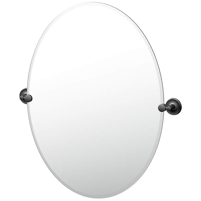 Image 1 Gatco Designer II 32"H Frameless Oval Mirror, Matte Black