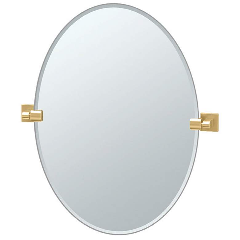 Image 1 Gatco Elevate 26.5"H Frameless Oval Mirror, Brushed Brass