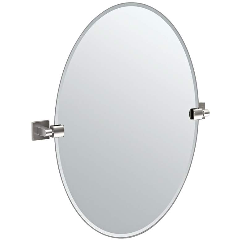 Image 1 Gatco Elevate Satin Nickel 24" x 26 1/2" Oval Wall Mirror