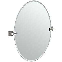 Gatco Elevate Satin Nickel 24&quot; x 26 1/2&quot; Oval Wall Mirror
