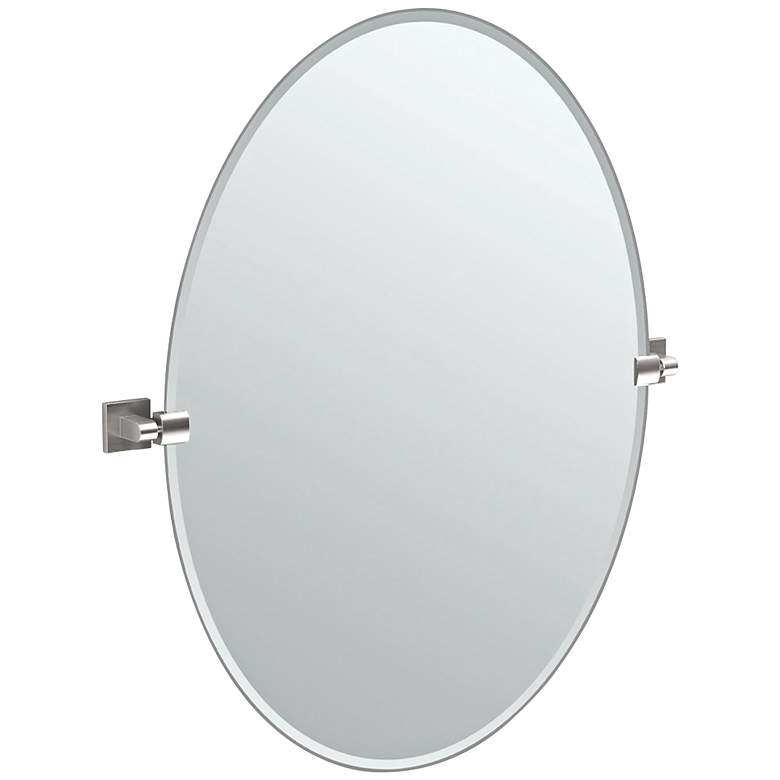 Image 1 Gatco Elevate Satin Nickel 28 1/2" x 32" Oval Wall Mirror