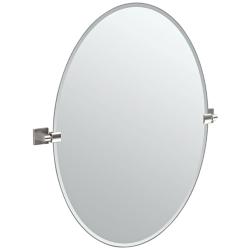 Gatco Elevate Satin Nickel 28 1/2&quot; x 32&quot; Oval Wall Mirror