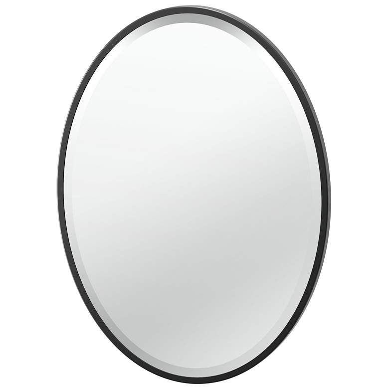 Image 1 Gatco Flush Mount EZ Hanging 27.5"H Framed Oval Mirror, Matte Black
