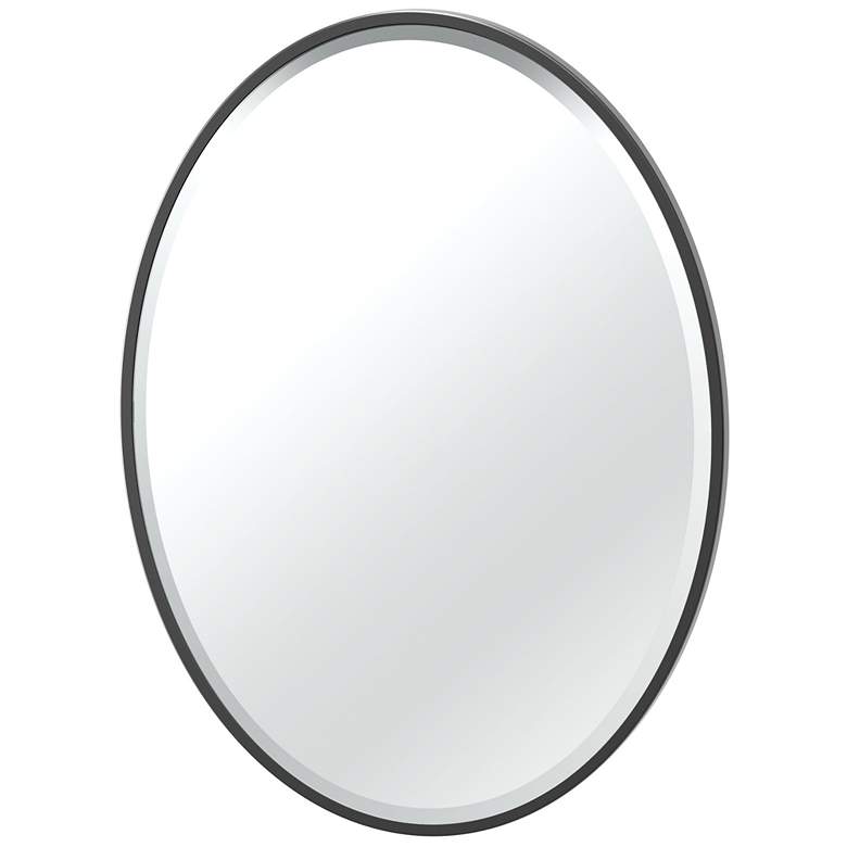 Image 1 Gatco Flush Mount EZ Hanging 33"H Framed Oval Mirror, Matte Black