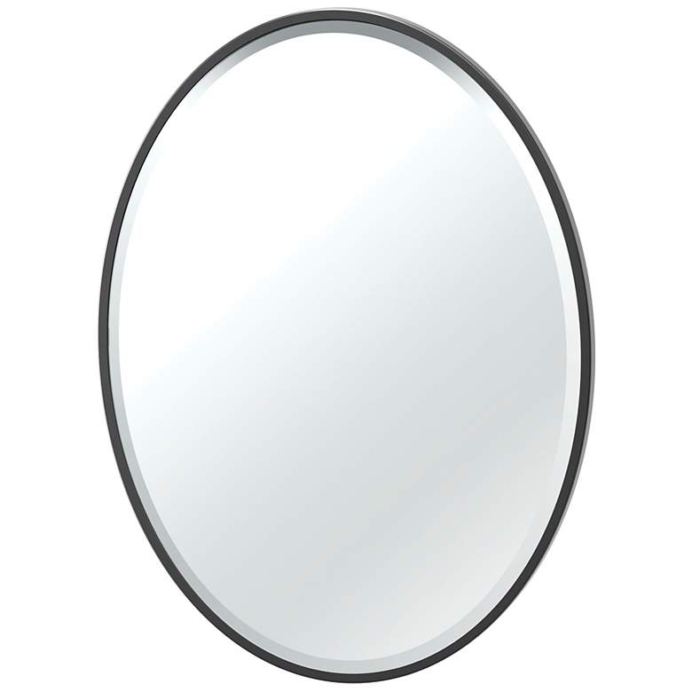 Image 2 Gatco Flush Mount Matte Black 25" x 33" Oval Wall Mirror