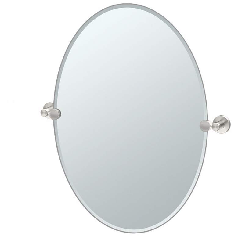Image 1 Gatco Glam 26.5"H Frameless Oval Mirror, Satin Nickel
