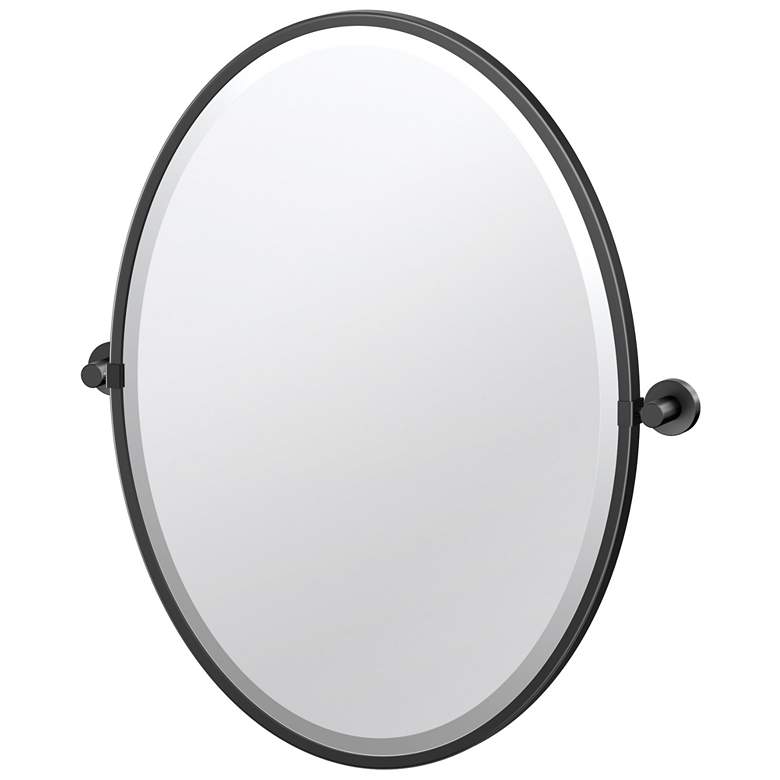 Image 1 Gatco Glam 27.5"H Framed Oval Mirror, Matte Black