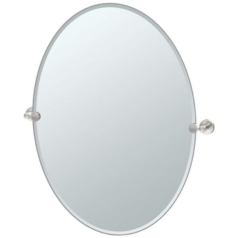 Image 1 Gatco Glam 32"H Frameless Oval Mirror, Satin Nickel