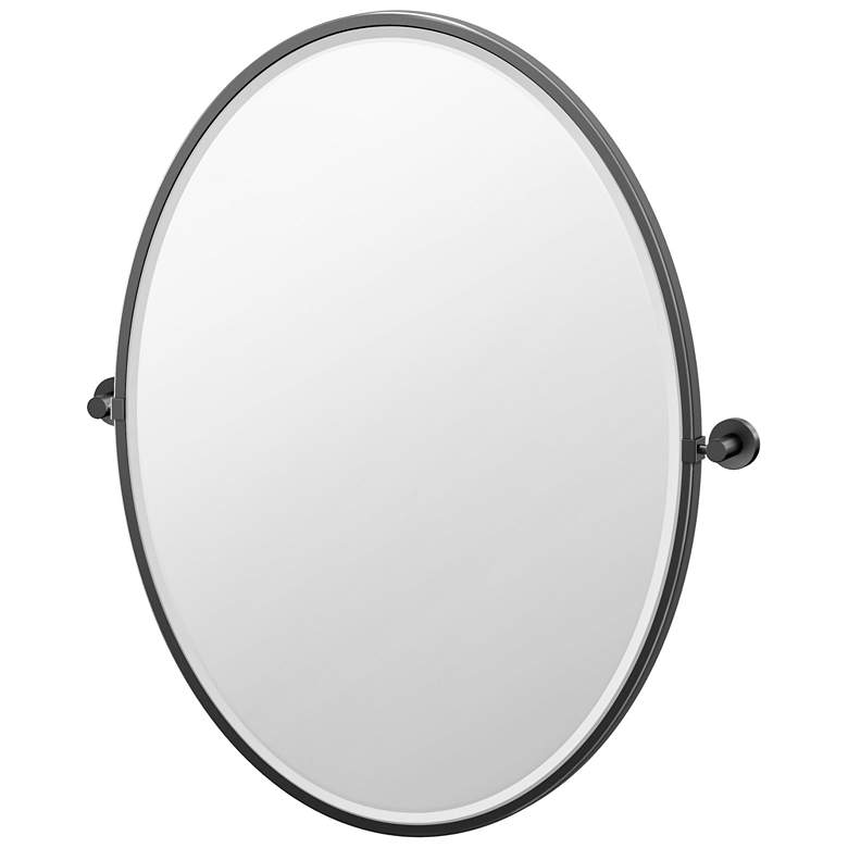 Image 1 Gatco Glam 33"H Framed Oval Mirror, Matte Black