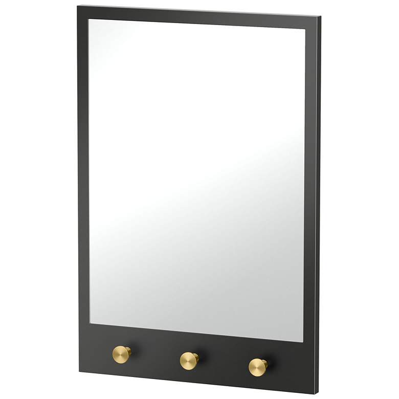 Image 1 Gatco Glamorous Mirror with 3 Hooks 29"H, Matte Black Brushed Brass